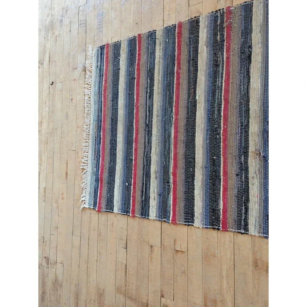 Antique Imported‎ Swedish Hand Made Rag Rug Runner (31.5